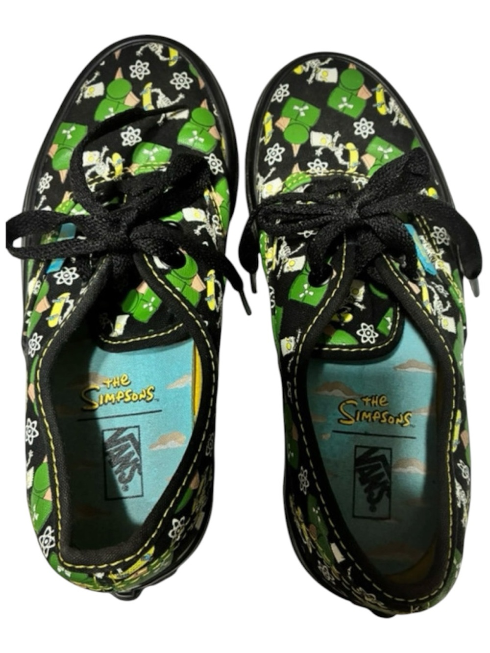Vans x The Simpsons Kids' Green Character Print Skate Shoes BART Simpson Glow